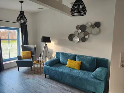 Ein Sitzbereich in der Unterkunft Ferienhaus im Wesenitztal