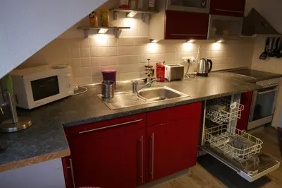 Küche/Küchenzeile in der Unterkunft CasaColombia traumhafte Neustadt-Wohnung am Park