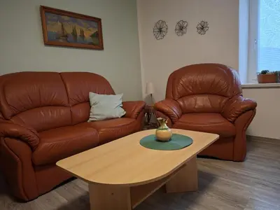 Ein Sitzbereich in der Unterkunft NEU! Ferienwohnung Hanka