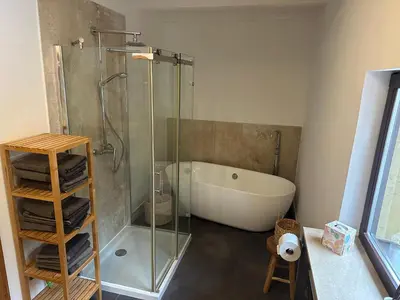 Ein Badezimmer in der Unterkunft Chalet Ferienhaus Dresden