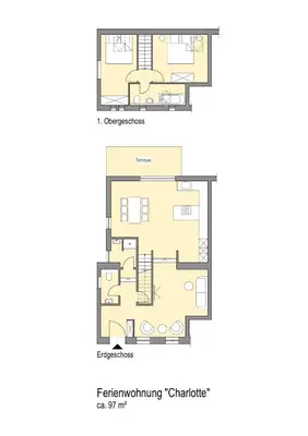Grundriss der Unterkunft Haus Charlotte - Kurort Gohrisch - Terrasse - Gartensauna - Parkplatz