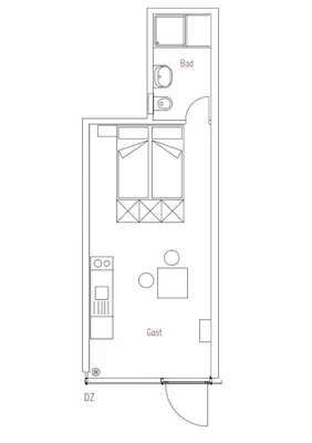 Grundriss der Unterkunft Doppelzimmer im Strandhaus 2