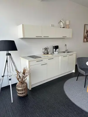 Küche/Küchenzeile in der Unterkunft Doppelzimmer im Strandhaus 2