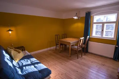 Ein Sitzbereich in der Unterkunft Holiday in quiet quarter, 20 min to city center