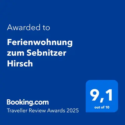 Ein Zertifikat, Auszeichnung, Logo oder anderes Dokument, das in der Unterkunft Ferienwohnung zum Sebnitzer Hirsch ausgestellt ist