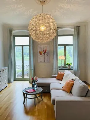 Ein Sitzbereich in der Unterkunft Ferienwohnung im Gästehaus