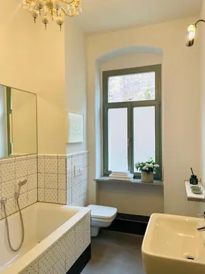 Ein Badezimmer in der Unterkunft Ferienwohnung im Gästehaus
