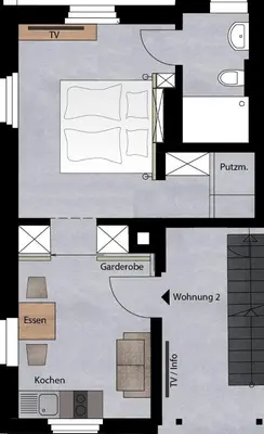 Grundriss der Unterkunft Zugspitze Apartement Morgen.Rot
