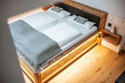 Ein Bett oder Betten in einem Zimmer der Unterkunft Zugspitze Apartment Weit.Blick