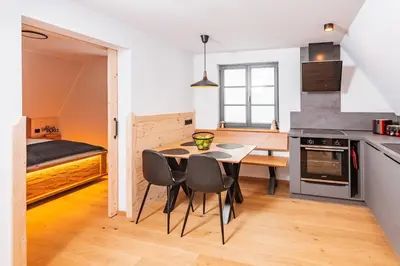 Küche/Küchenzeile in der Unterkunft Zugspitze Apartment Sonn.Schein