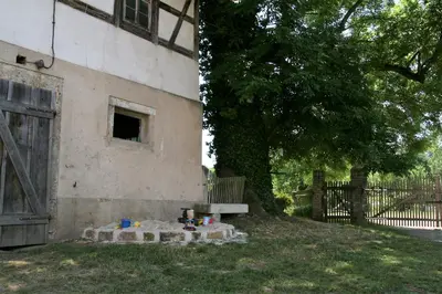 Ein Garten an der Unterkunft Schlossmühle Schieritz in der Nähe von Meißen